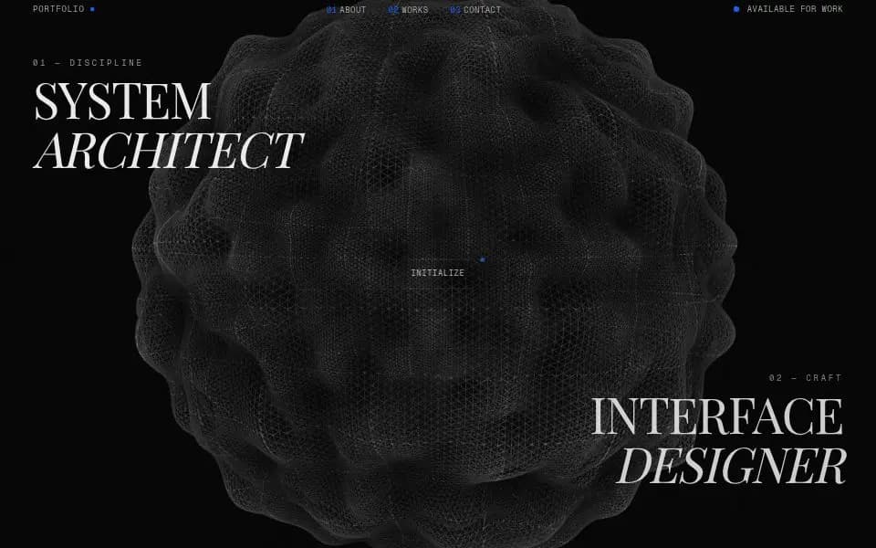 Screenshot of the Brutalist Void template: serif brutalism.