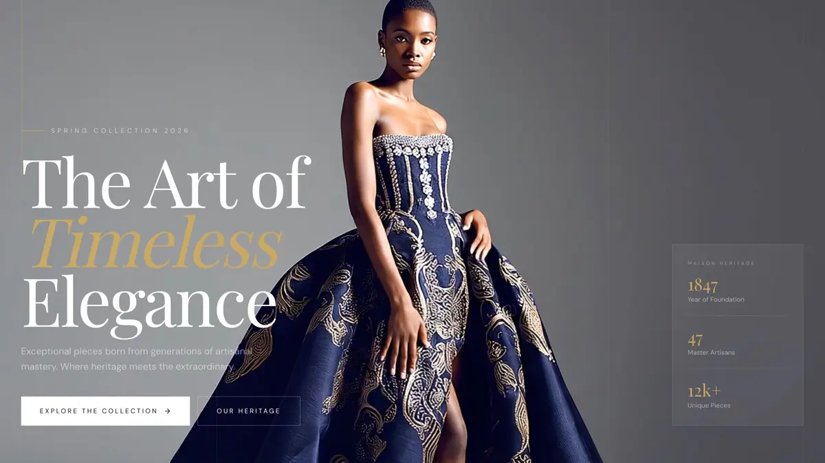 Screenshot of the Elegance template: luxury fashion serif.