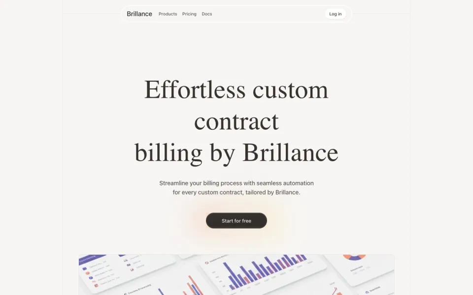 Screenshot of the Brillance SaaS Landing Page template: light serif saas.